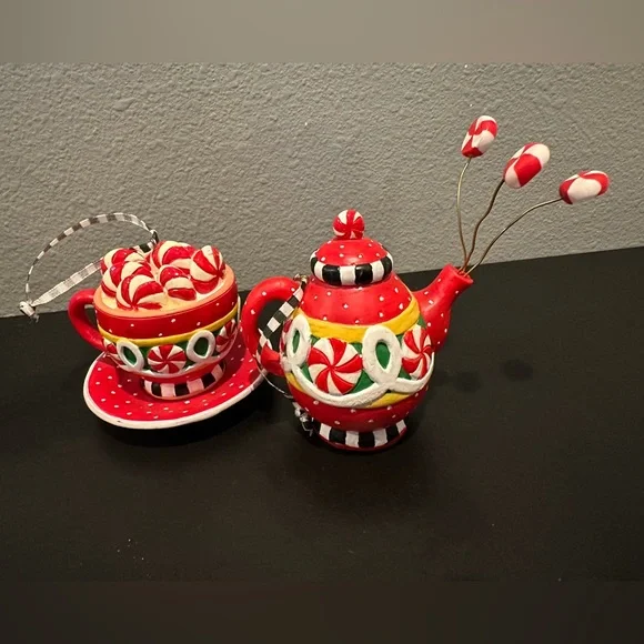 Mary Engelbreit Red and White Peppermint Tea Set - Picture 3 of 14